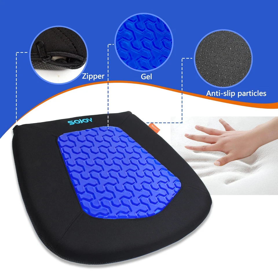 Cojín de asiento de coche de gel expuesto Sojoy ortopédico cómodo almohadilla de espuma viscoelástica para conductor Foto 2 de 4