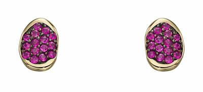 Elements Ohrstecker 9 Karat Gelbgold und Rubin Pave-Set