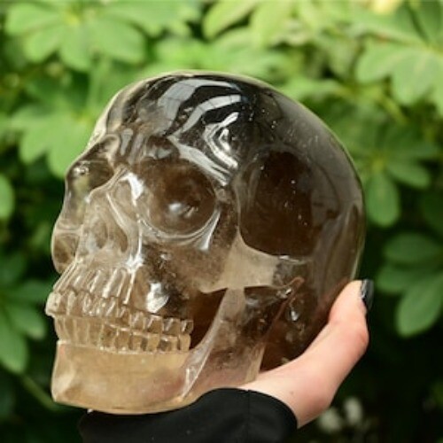 2.95KG Natural Smokey quartz Crystal Skull Reiki Carved Skull Decor Furniture - Bild 2 von 9