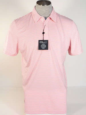 RLX Golf Ralph Lauren Pink & White Stripe Short Sleeve Polo Shirt