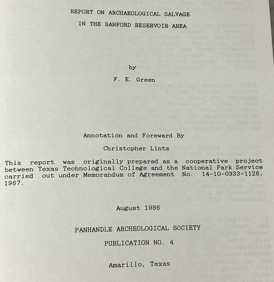 INFORME ARQUEOLÓGICO DE TEXAS DE COLECCIÓN, DEPÓSITO DE SANFORD, 1986, MAPAS, PUNTAS DE FLECHA, HERRAMIENTAS Foto 2 de 4