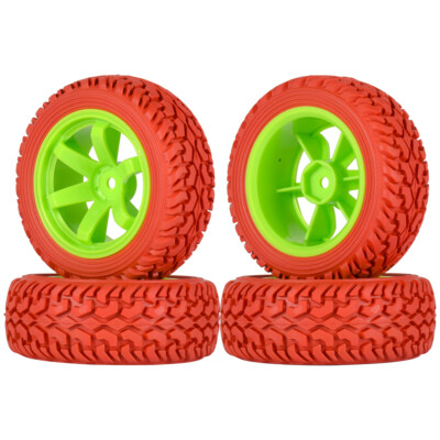 4x Pneumatici Rally Con Cerchi Da 12mm Esagonali Per Auto RC Scala 1/10 Compatibili Traxxas HSP HPI Tamiya