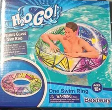 H2O GO! - Stained Glass Swim Ring 41" - Adult Tube Pool Float - Ages 12+ - NEW