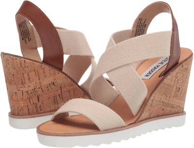 Steve Madden Fetching Wedge Sandal WOMENS 10 M BEIGE NEW