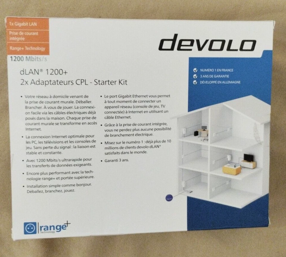 CPL DEVOLO 1200 DLAN.            LA MEILLEURE MARQUE D'ADAPTATEUR , KIT STARTER  - Bild 3 von 4