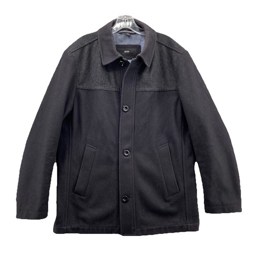 HUGO BOSS Men's The Task 5 Wool Cashmere Overcoat 44R Coat Dark