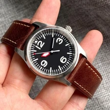 36mm Tandorio Pilot 20ATM WR Japan NH35A Automatic Watch For Men Brown Leather