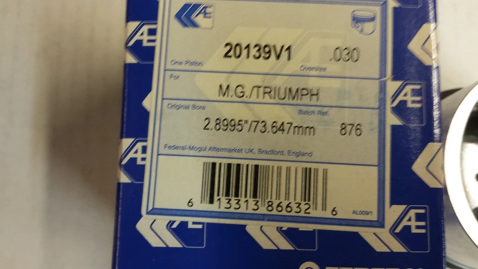 1493CC MG TRIUMPH PISTON .030 OVER SINGLES 20139V1 CLEVITE 798001 WITH RING - Изображение 3 из 4