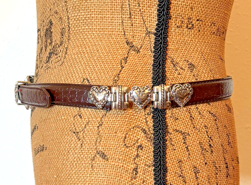 Cinturón Corazón Cuero Marrón De Colección Talla M Vaquera Occidental Hebilla Tono Plateado y Lados LEER - Imagen 10 de 20