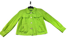 600 West Blazer Womens Size Medium Green Long Sleeve Pockets Button Down