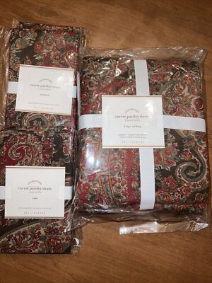 Pottery Barn Carrie Paisley King/Cal King Duvet W/2 STD &2 Euro Shams 