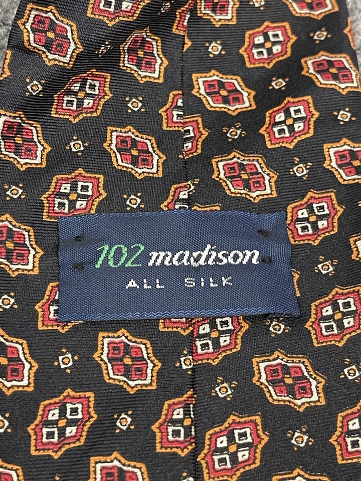 "Corbata corta Madison 102 para hombre toda seda cachemira floral usada en excelente estado con:4 L:54"" corta N37" Foto 2 de 4