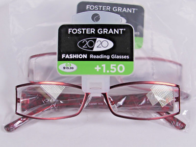 FOSTER GRANT LADIES WOMENS +1.50 LEELAH READING GLASSES (Red) 2 pairs NEW