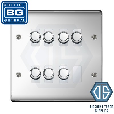 BG poliertes Chrom 7 Gang 2-Wege Hinterkanten-Dimmer LED maßgefertigter Gitterschalter