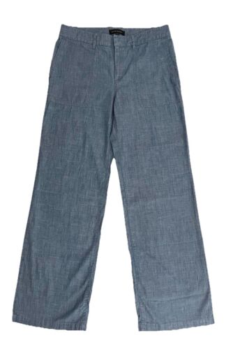 Banana Republic Womens Sz 2 Wide Leg Blue Chambray Denim Pants Career Staple EUC