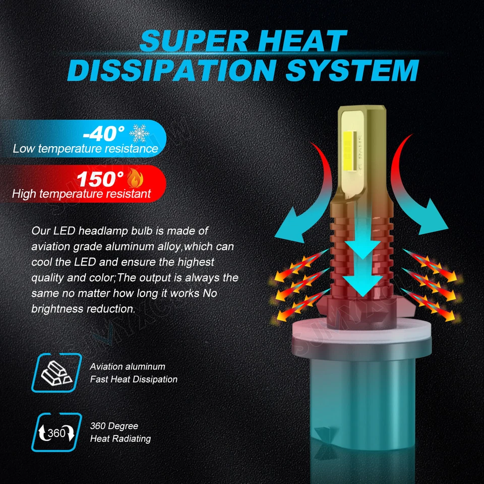 For Arctic Cat 400 2004-2008 880 890 893 White LED Bulbs Headlight Hi/Low Beam - Imagem 3 de 4