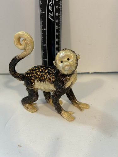 Monkey Trinket Box. Hand Set Crystals & Enamel