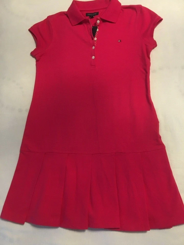 Vestido Polo Rosa Tommy Hilfiger para Niñas XL 16 Falda Plisada NWT Foto 2 de 4