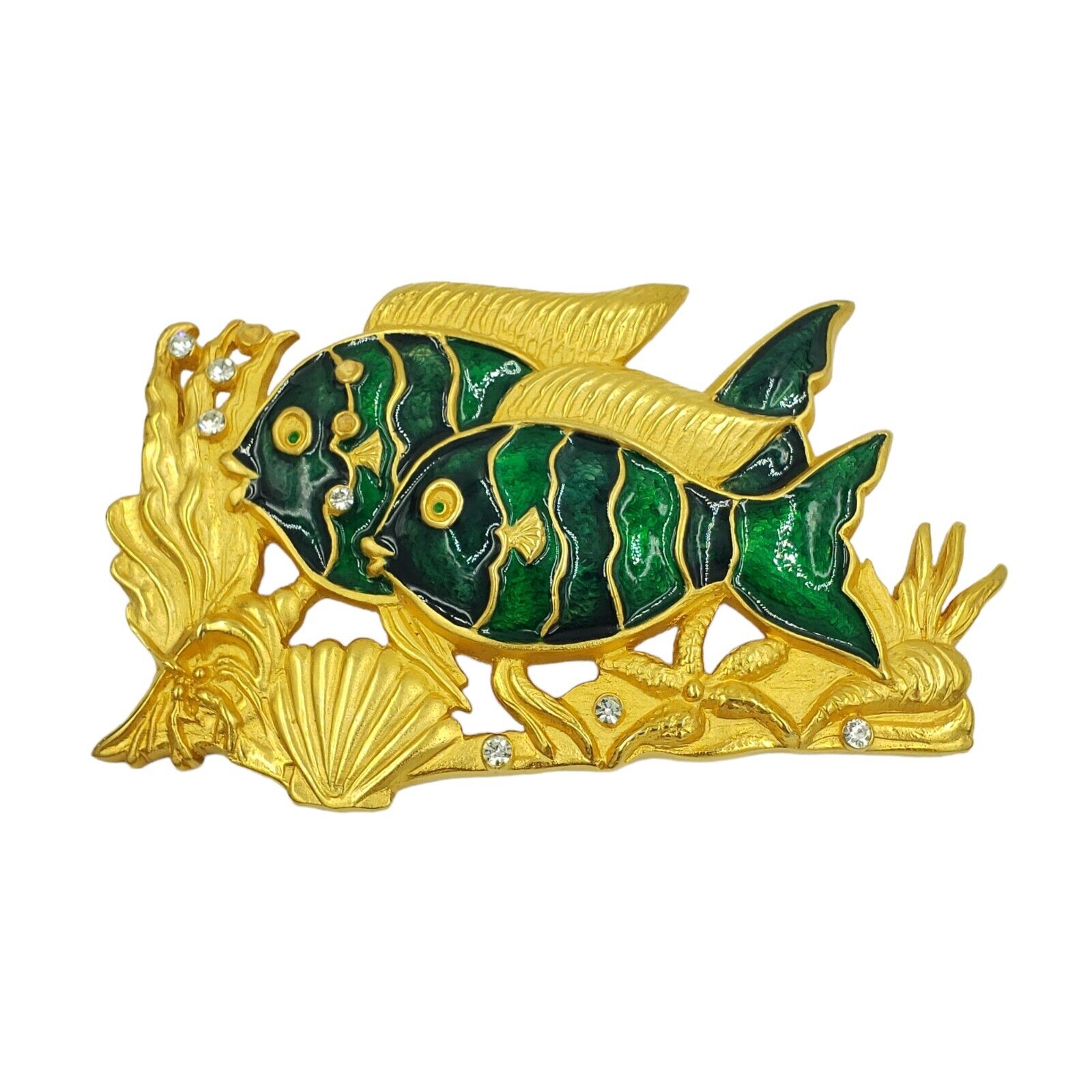 Doreen Ryan Swimming Fish Brooch Gold Plate Ename… - image 12