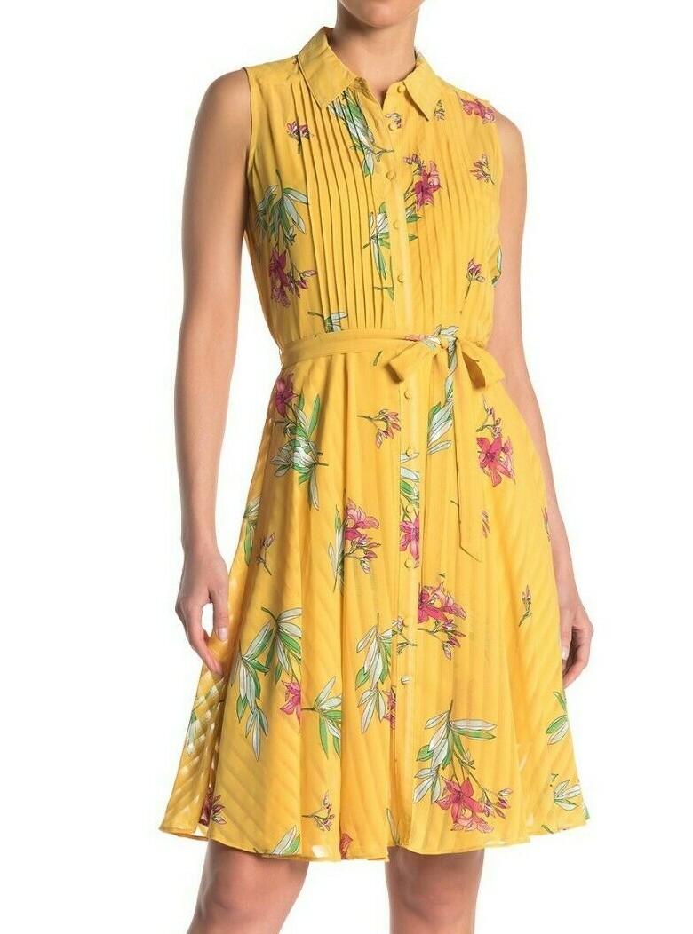nanette lepore pintuck shirt dress Nanette Nanette Lepore Floral Sleeveless Pintuck Shirt Dress NWT Women's 10