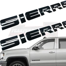 Gloss Black Front Door/Tailgate Badge Emblem for Sierra Letter Nameplate 17-21