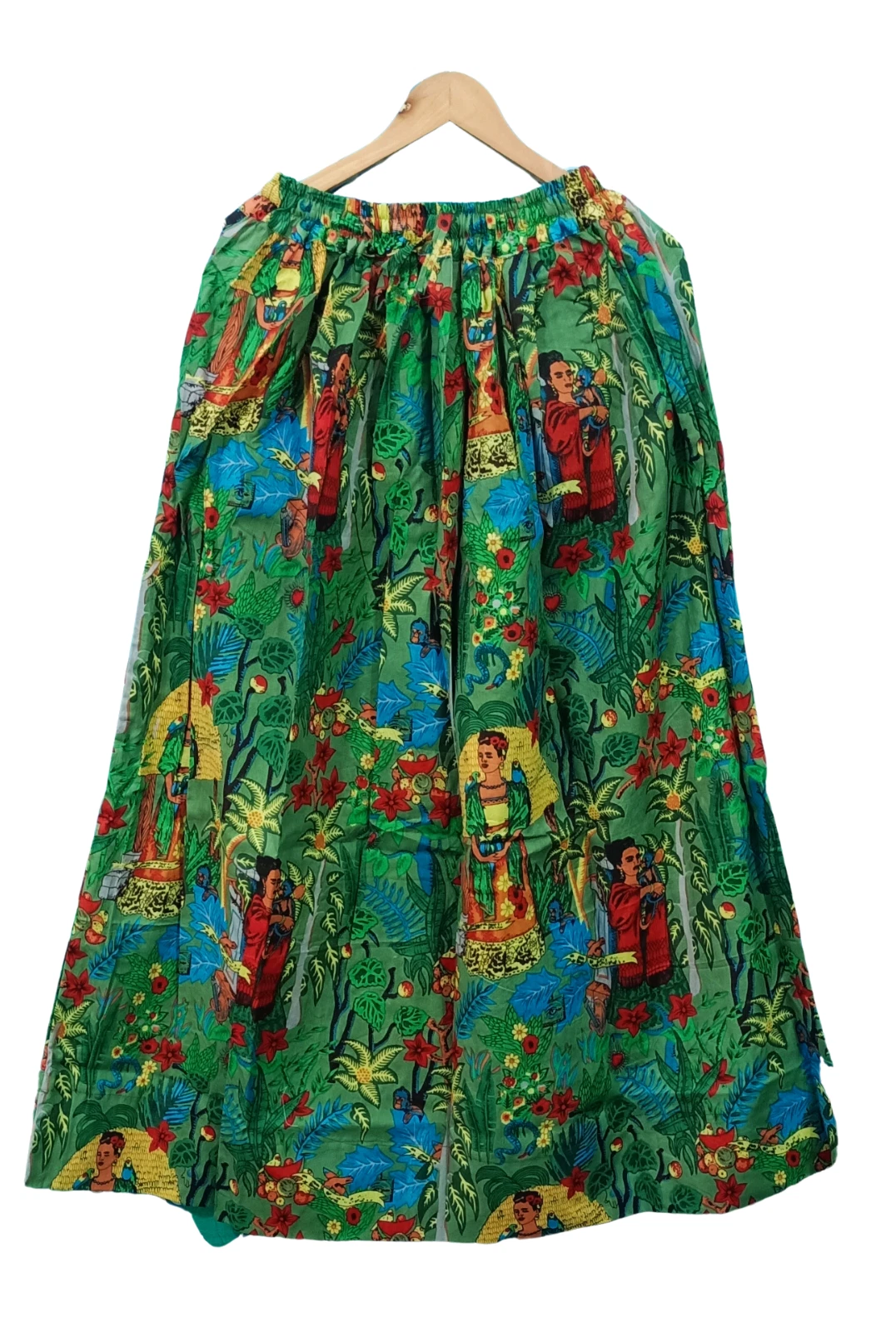 Indian Cotton Dark Green Hand Block Floral Skirt Womens Clothing Partywear Skirt
