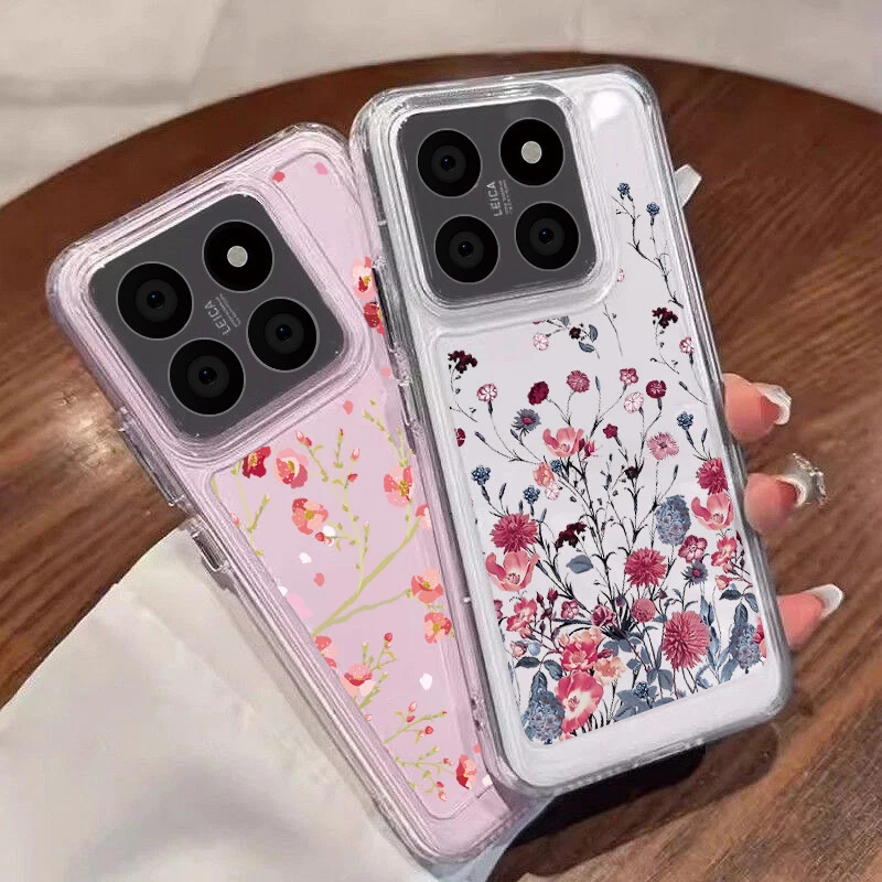 For Xiaomi Poco F6 X6 Pro Redmi Note 13 Pro 13T 11T Flower Clear Slim Case Cover - Image 3 of 4