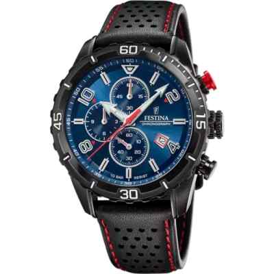 Festina Chrono Sport F205192 Mens Black Leather Straps Chronograph Dial Watch