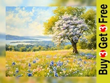 Scenic Flower Field 5"x7" Print on Matte Paper | Tranquil Nature Artwork