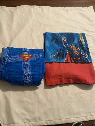 Vintage DC Comics Superman Twin Flat And Fitted Sheets Set