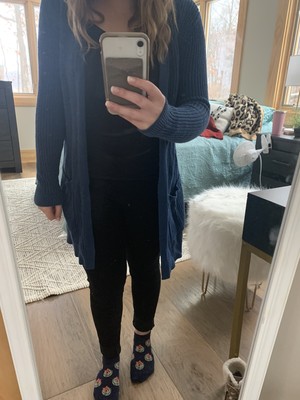 long navy cardigan with pockets
