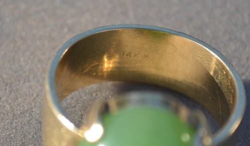 Anello uomo vintage oro 14 kt giada giadeite siberiana - Foto 10 di 11