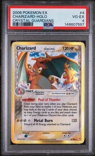 2006 Pokemon EX Crystal Guardians Charizard Holo Rare 4/100 PSA 4
