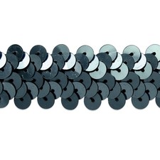Trims by the Yard 2 Row 7/8" Metallic Stretch Sequin Trim  Gunmetal  5 yar...