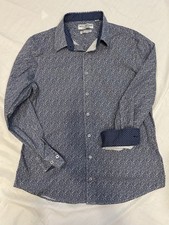 Nick Graham Blue Paisley Everywhere Stretch Modern Fit Button-Up XL Flip Cuff