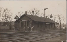 South Vernon Junction VT Railroad Station Group Of Men 1910s RPPC Photo Postcard