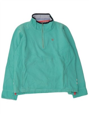 Crew Clothing Damen Zip Neck Sweatshirt Pullover UK 18 XL Türkis Baumwolle AU09