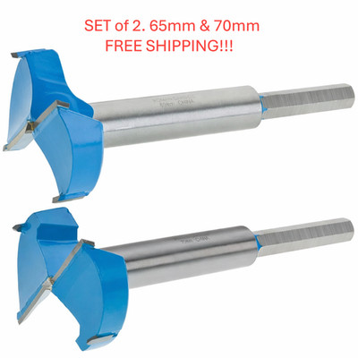 Set of 2 New Roman Carbide DC1909 70mm & DC1908 65mm Carbide Forstner Bits NEW!