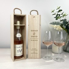 Personalised Engagement Wine Box Wooden Champagne Bottle Box Keepsake Gift