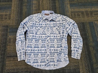 Rock And Roll Cowboy Pearl Snap Aztec Print Men's 2XL
