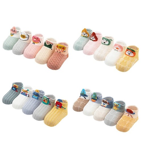 Cotton Baby Socks 5 Pairs Toddler Kids Boys Girls Summer Mesh Thin Sock 0-5Years - Picture 6 of 21