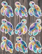 Galaxy Sea Turtle Die Cut Vinyl Stickers Set Scrapbooking Laptop Waterbottle