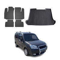 FußMatten & Kofferraumwanne Set FüR Fiat Doblo 2000-2010 Gummi TPE Schwarz 5X
