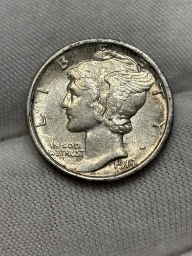 1917 10C Mercury Dime AU