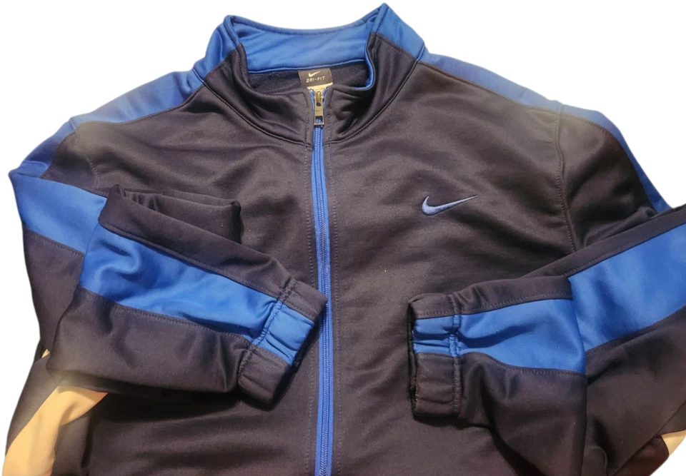 NIKE DRI-FIT Para hombres 2XL Cremallera Pista Calentamiento Polar Chaqueta Top Azul Marino Usada en Excelente Condición Foto 3 de 4