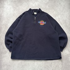 Vintage 90s Hard Rock Cafe Orlando Sweatshirt Mens XL Blue 1/4 Zip USA Made