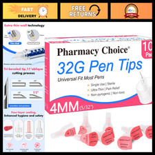 Universal Fit Pen Tips 32G x 4mm, Sterile Ultra-Thin Wall, 100 Count - Precise