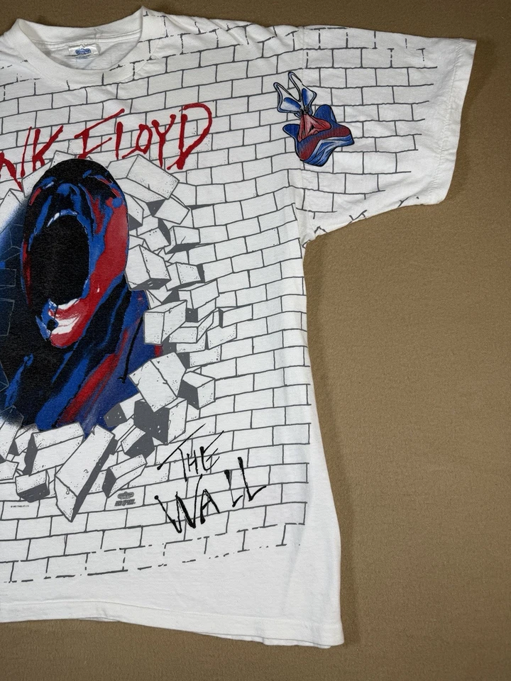 Camiseta Vintage Pink Floyd The Wall 1982 Estampado Completo Para Hombre XL EXTREMADAMENTE RARA Foto 4 de 4