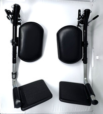 WHEELCHAIR REPLACEMENT PAIR OF ADJUSTABLE ELEVATING LEG FOOT RESTS WITH CALF PAD