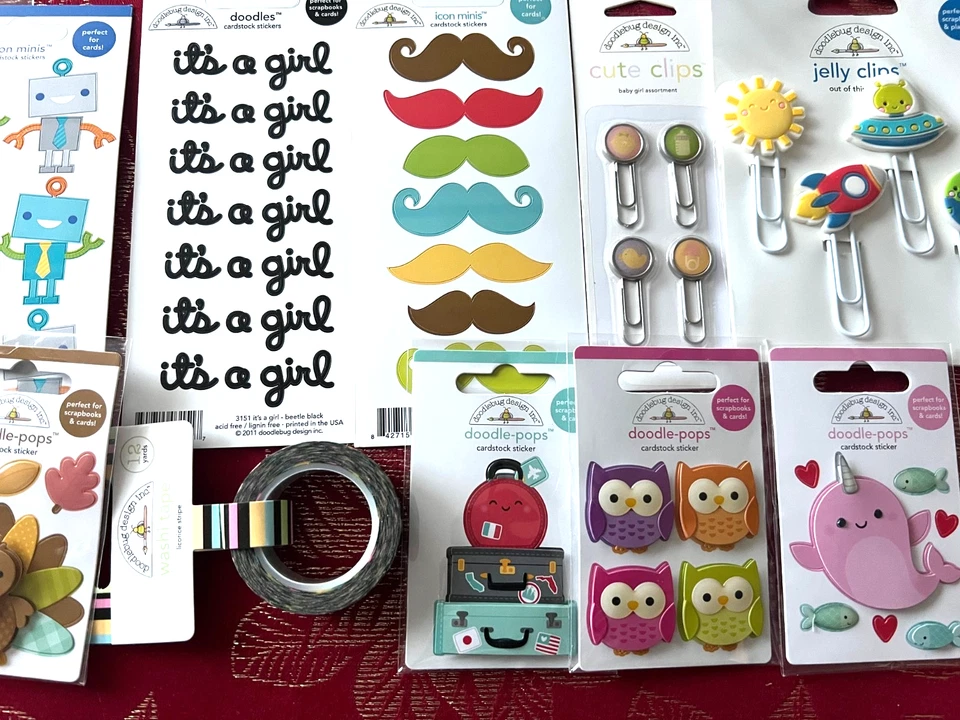#676 - DOODLEBUG LOT STICKERS EMBELLISHMENTS WASHI TAPE DOODLE-POPS & MORE - Image 3 of 4